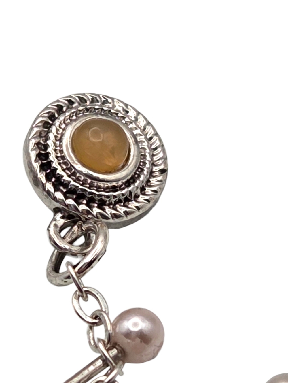 Free People Finders Keepers Ear Cuff Chain Pearl Spike Silver Single Earring NWT - Picture 4 of 7